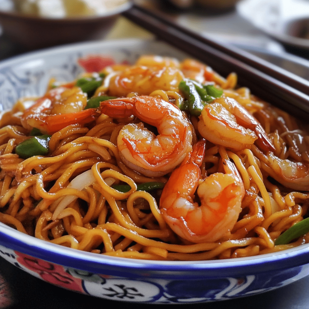 Nouilles sautées aux crevettes