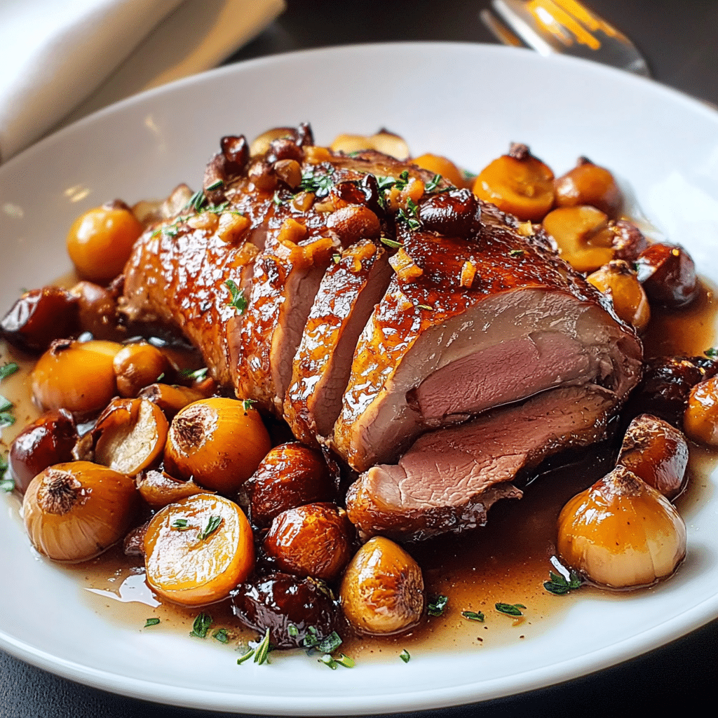 Magret Rôti Châtaignes Mijotées