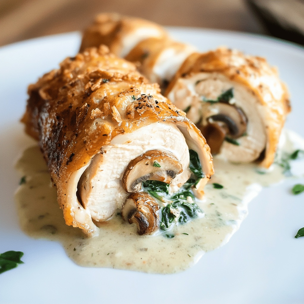 Roulade Poulet Épinards Champignons
