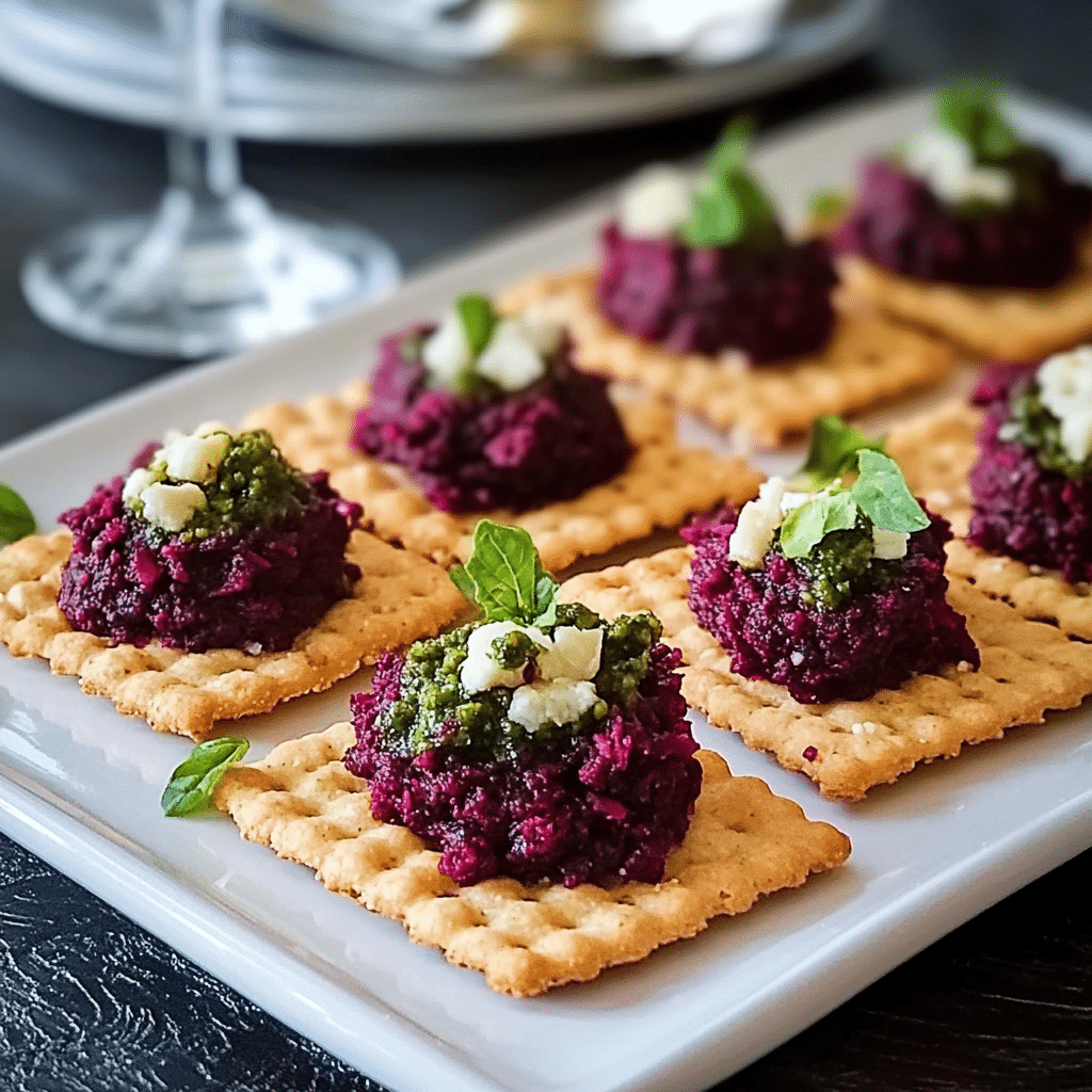 Crackers pesto betterave fromage