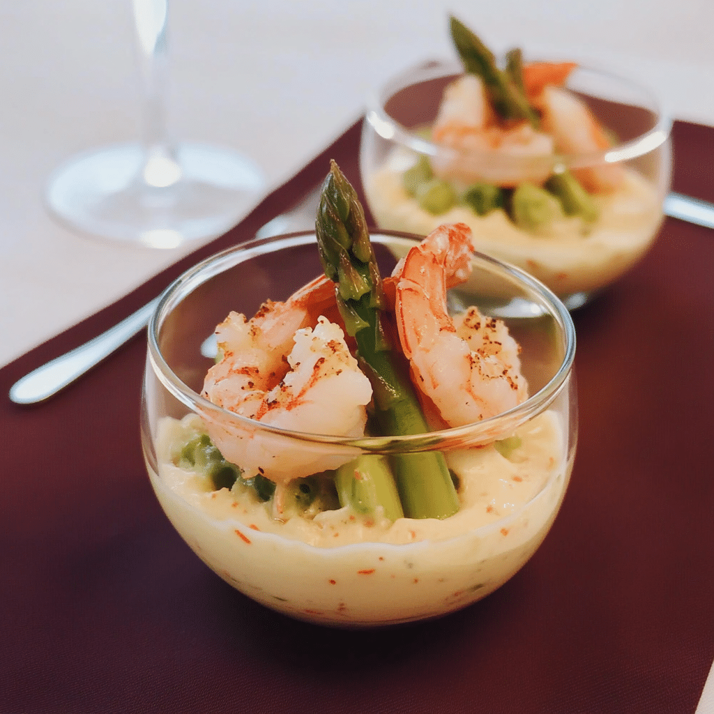 Verrines Crevettes Asperges